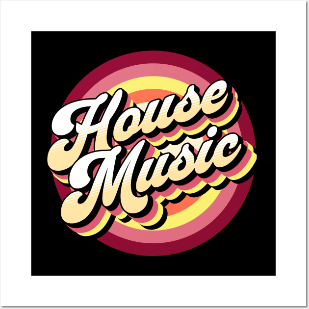 HOUSE MUSIC  - drop shadow target (yellow/red) Wall Art by DISCOTHREADZ 